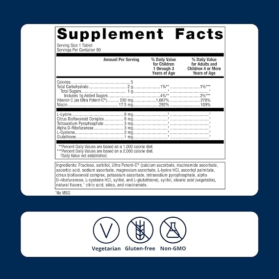 Metagenics Ultra Potent-C Chewable, Natural Orange Blast Flavor, 90 Tablets