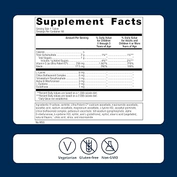 Metagenics Ultra Potent-C Chewable, Natural Orange Blast Flavor, 90 Tablets