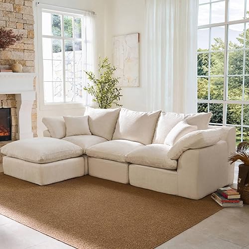 Luxury High Back Cloud Couch, Premium Chenille Tall Boneless Couch,