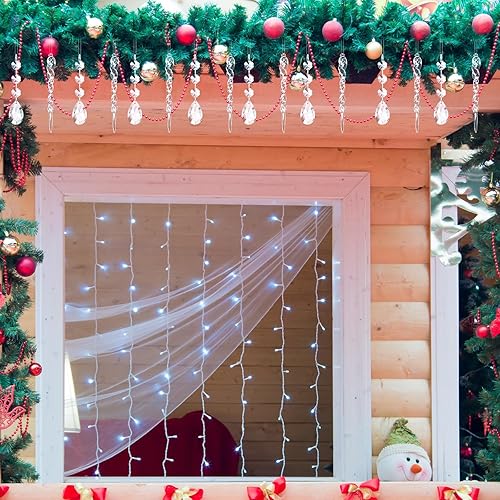 Miniatura 7 de Qunclay 24 piezas de acrílico transparente carámbano adornos para árbol de Navidad, bolas de cristal, gotas de lágrima transparente, colgantes de