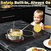 Vista 4 de Estufa eléctrica de 2 quemadores, estufa eléctrica de 12 pulgadas, estufa de encimera de doble quemador de 120 V de 2000 W con temporizador y ajuste