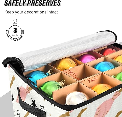Miniatura 4 de xigua Caja de almacenamiento para adornos de Navidad de Halloween que almacena hasta 64 adornos navideños, divisores ajustables de 3 pulgadas, caja