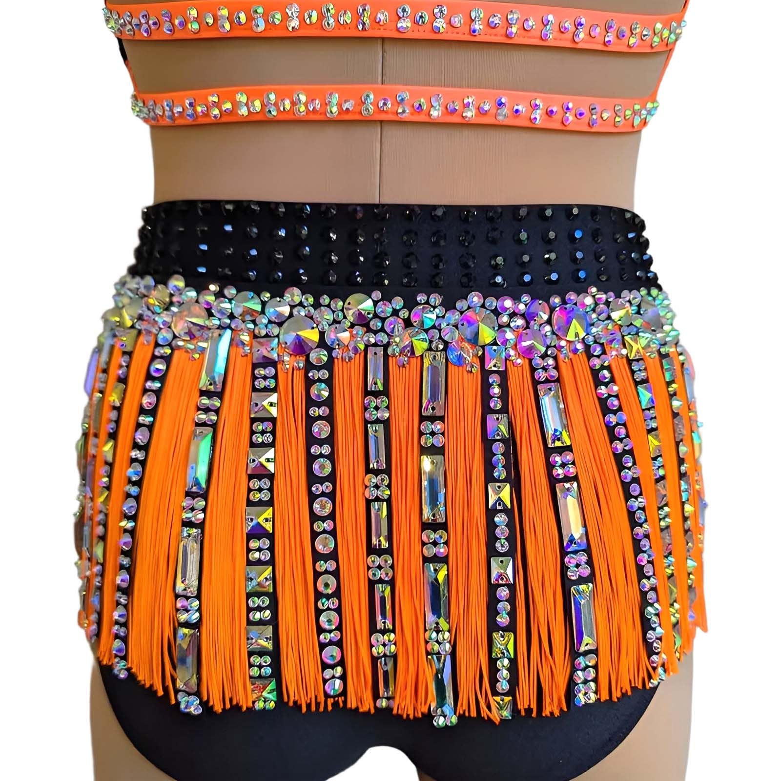 Strój do Tańca Lirycznego Damski Spandex Cyrkonie Frędzle na Zawody
