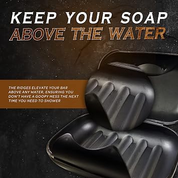 Bossman Travel Soap Container (Black) Holder & Saver Case for Bar Soap for Men and Travel Toiletries