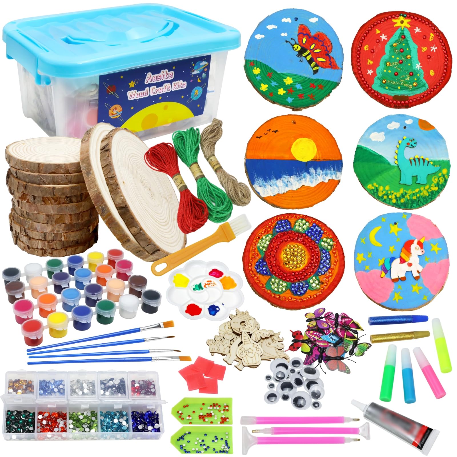 Kit De Pintura Sobre Madera Que Brilla En La Oscuridad, Con 15 Discos Y 12 Pinturas, Para Niños De 5 A 12 Años