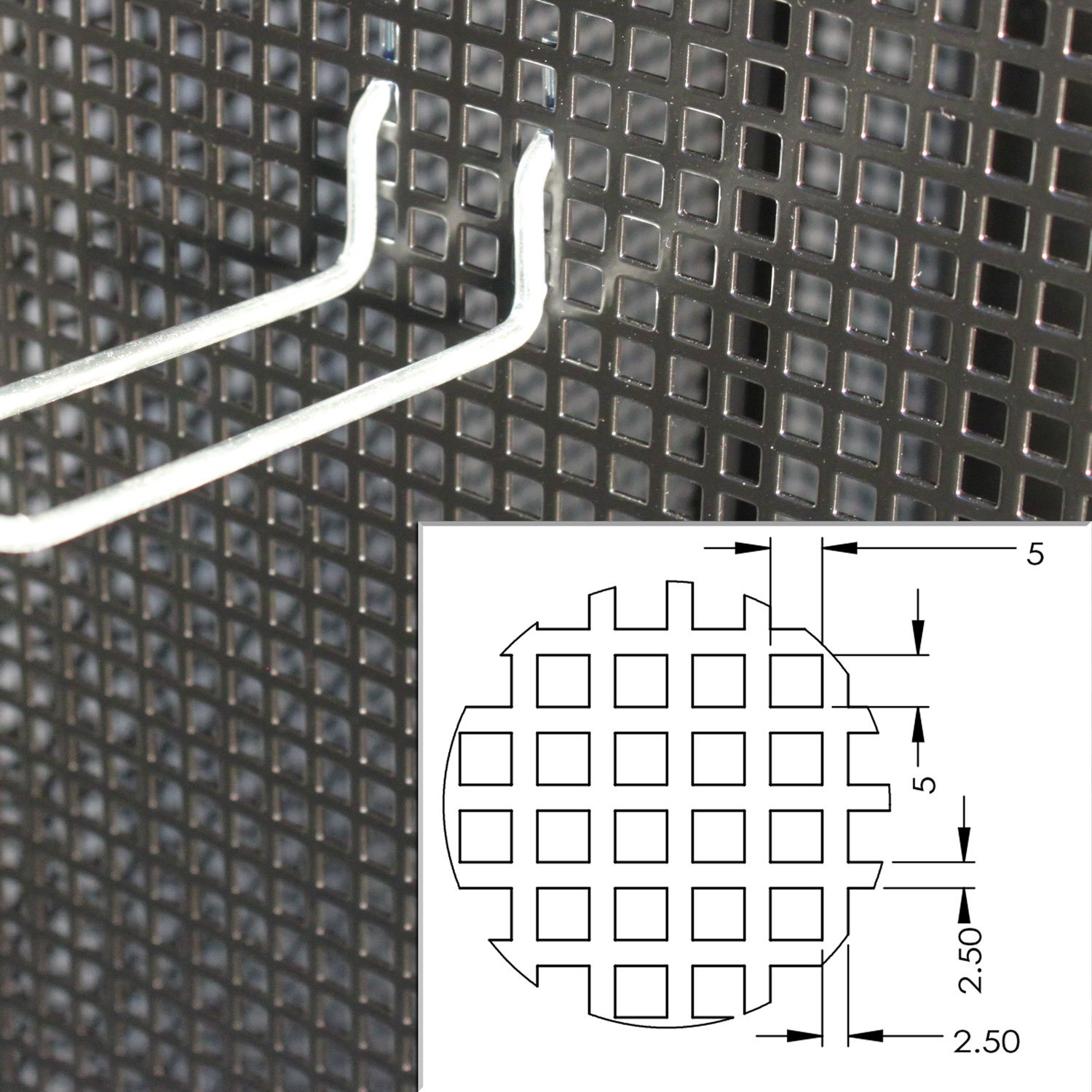 Soporte de chapa perforada por los cuatro lados sin ganchos de pared perforados 180 cm (eloxal silver)