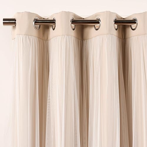 Miniatura 2 de Best Home Fashion Juego de 2 paneles de ventana con aislamiento térmico y ojales de níquel de acero inoxidable para dormitorio, sala de estar,