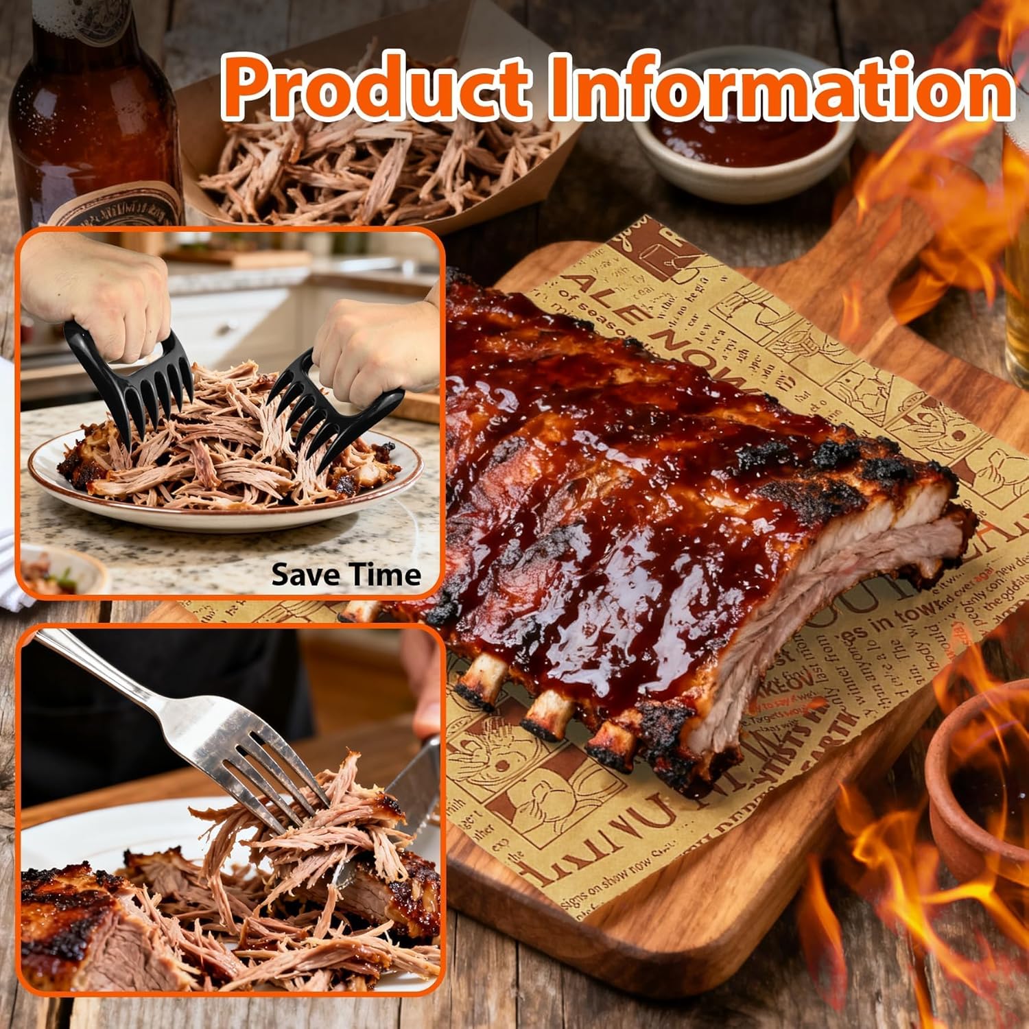 23 Pcs BBQ Blanket for Resting Meat 21" Smoker Meats Resting Bag Insulated Resting Bag with Wide Mouth Bear Paws Meat Claws Greaseproof Papers Reusable Smoker Grilling Accessories - Image 3