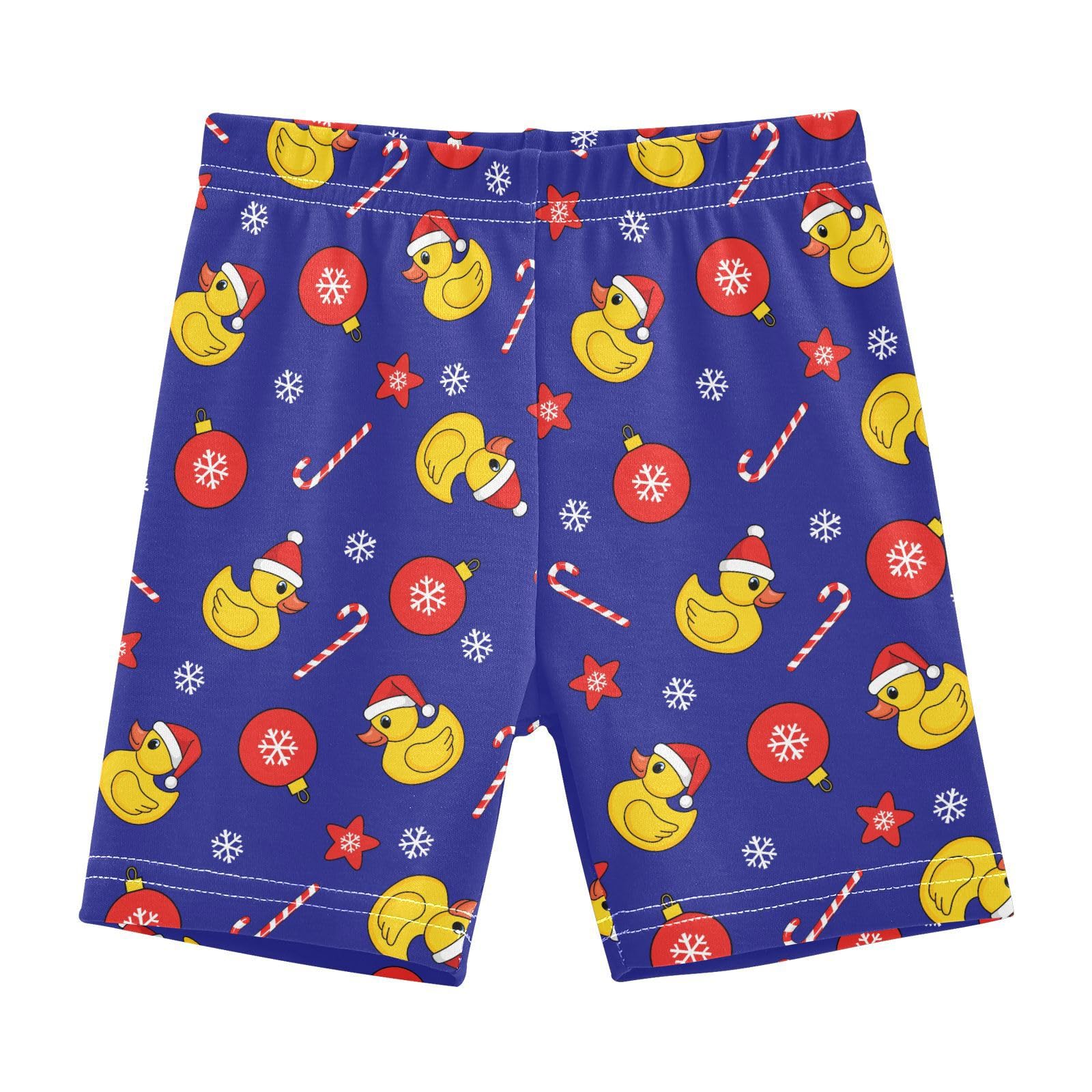 JHKKU Girls Christmas Rubber Duck Shorts Cotton Cartwheel Bike Kids Biker Under Dress Dance Short Girl Clothes 8Y