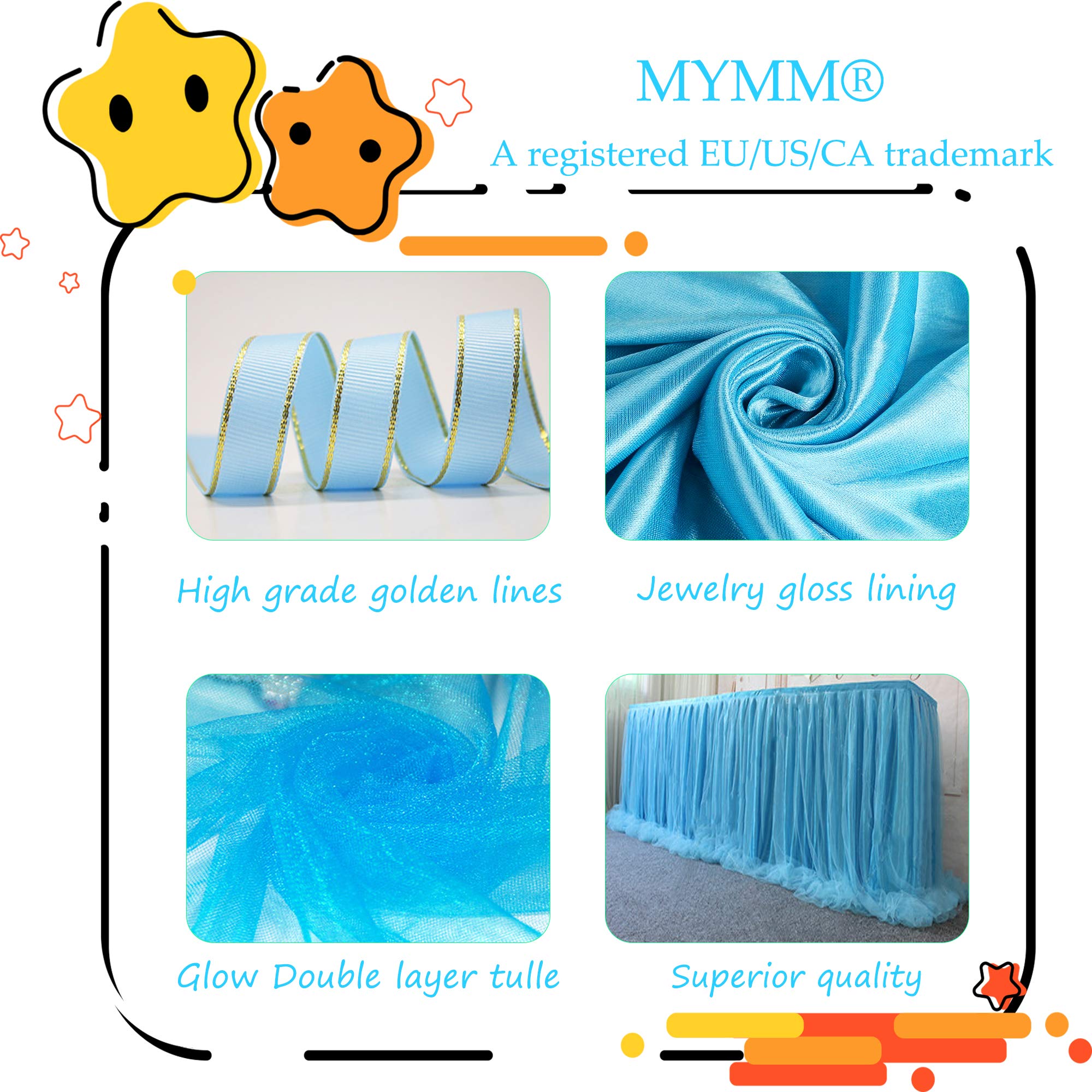 9ft / 274cm Blau Tischrock, romantische Tüll Schreibtisch Gaze, Tischdekoration, Schneeflocke Wonderland Tutu Tischdecke, für Babyparty,Hochzeit,Geburtstag,Party,Bar,Valentinstag Weihnachten