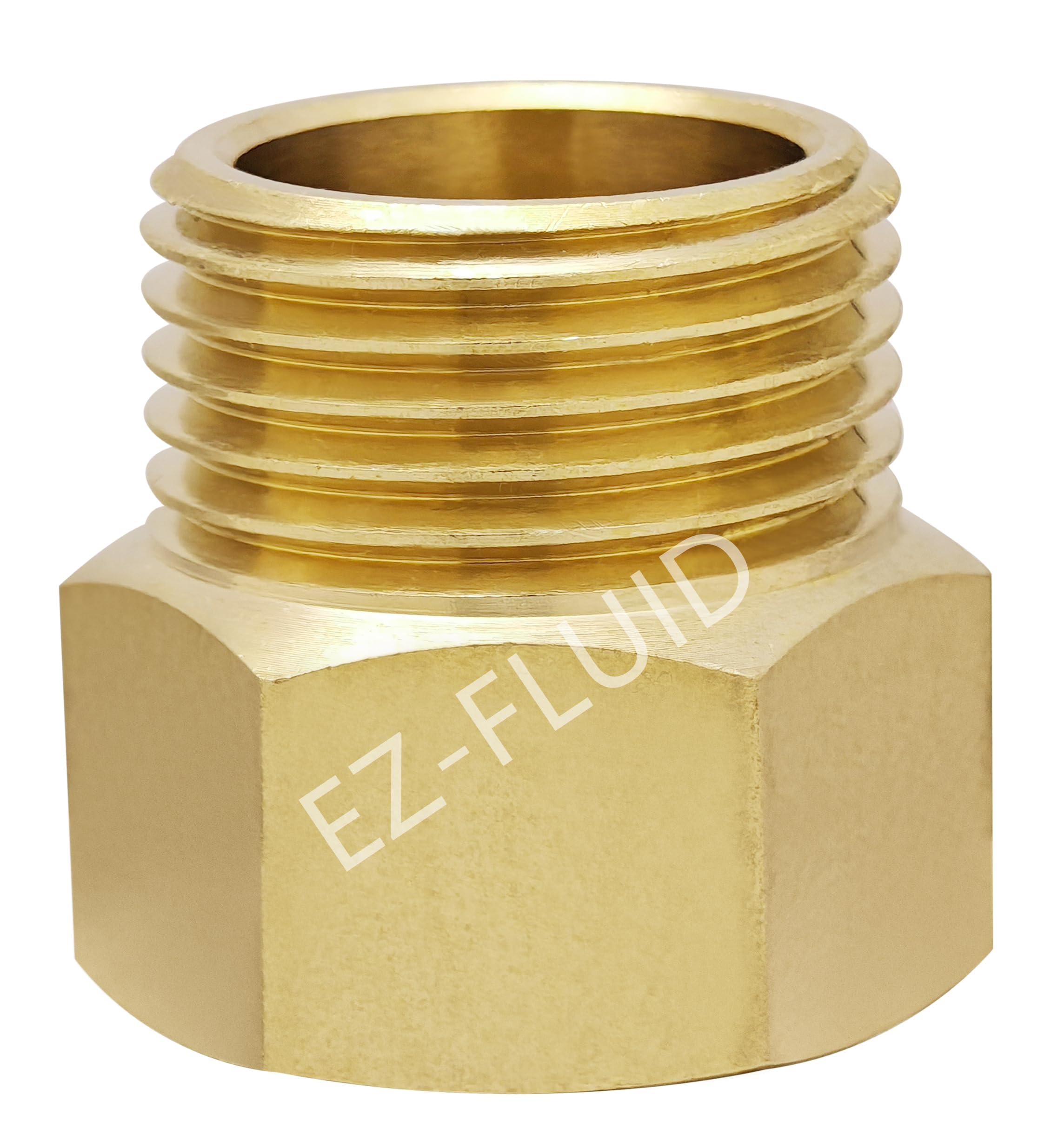 (1-PK) EZ-FLuid 3/4" FHT X 1/2" MIP Male Garden Hose Adapter Connector Coupling,Brass Thread Garden Hose Threaded to Pipe Threaded Adapter Pipe Fitting