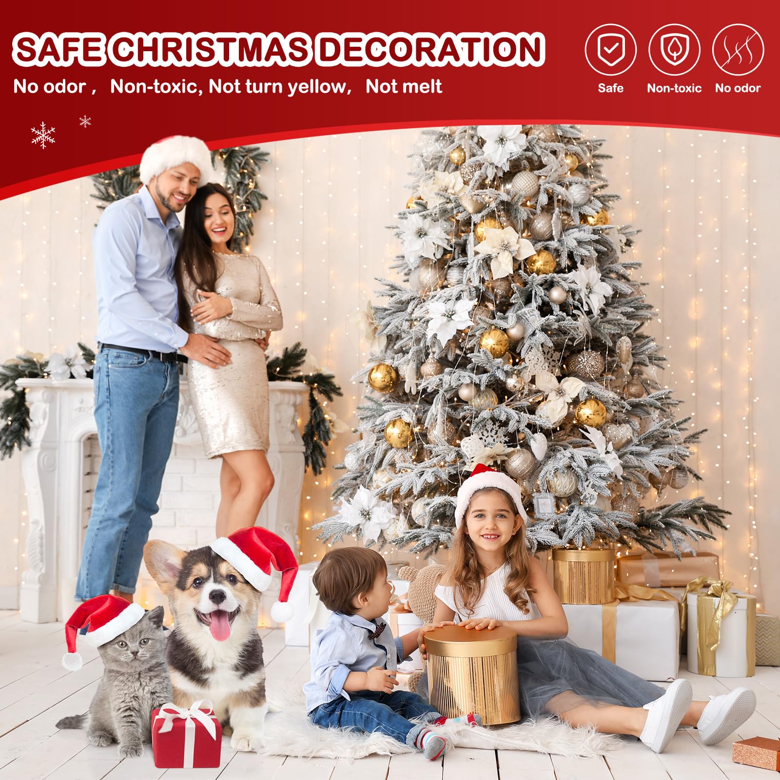 KZCUVNV Snow Flocking Powder, Instant Snow Powder, Artificial Snow Flock for Christmas Tree, Self-Adhesive Fake Snow Decoration for Winter Displays (4 Pounds)