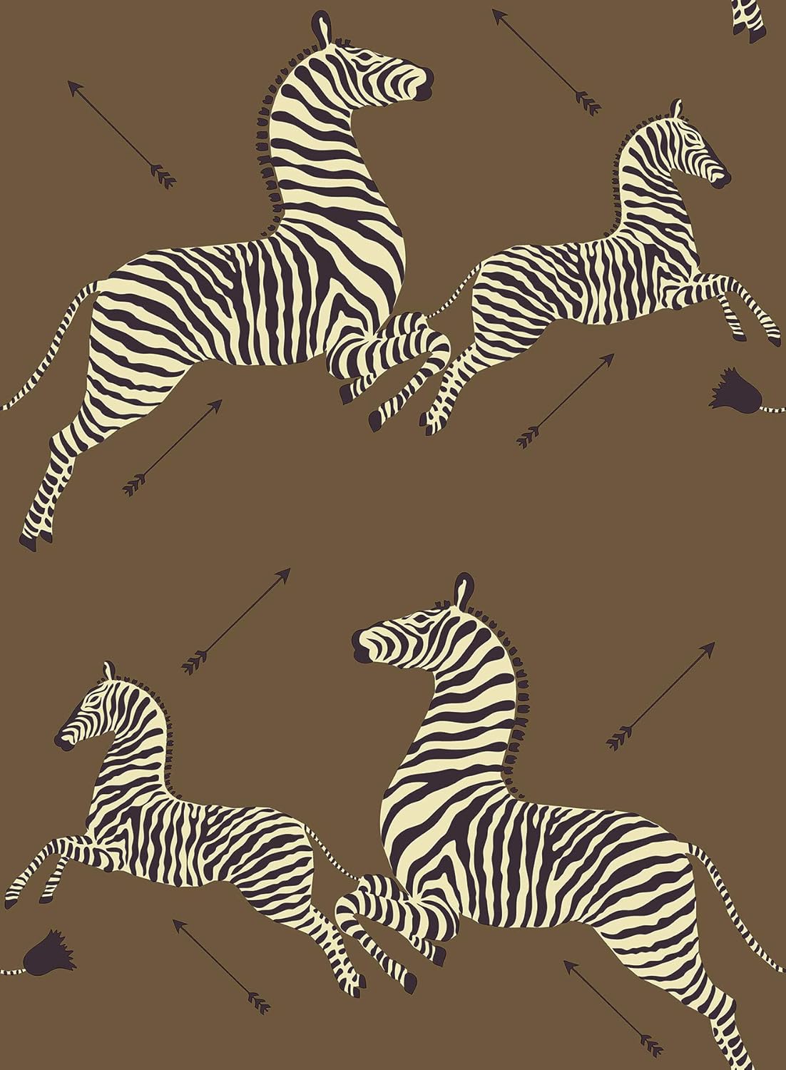 Scalamandre SCS3872 Safari Brown Zebra Self Adhesive Wallpaper, Yellow Size 20.5x18 ft