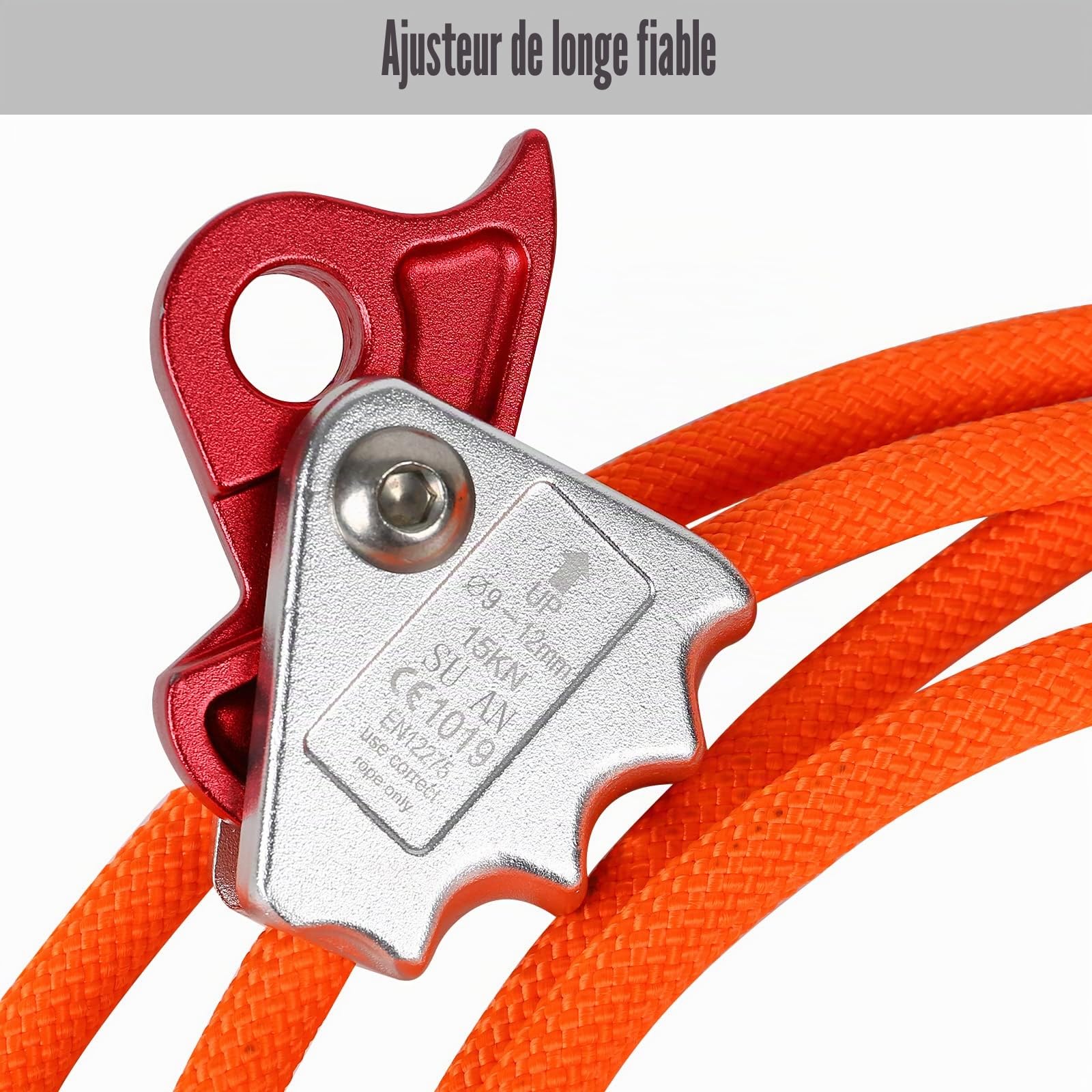 MENAYODA Kits de ligne de câble en acier avec mousqueton triple verrouillage, noyau métallique de 12 mm, cordon réglable pour sécurité contre les chutes, arboriculteurs, grimpeur d'arbres