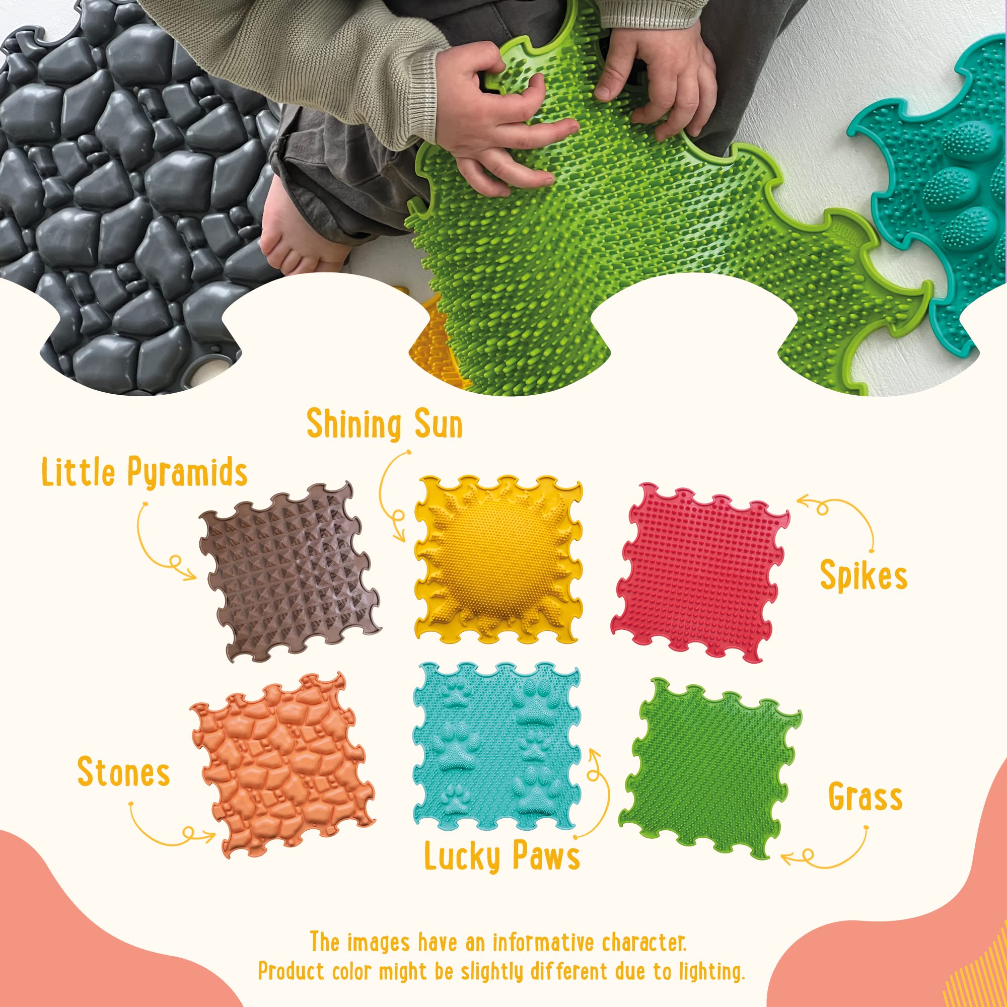 ORTOTO Massage Puzzle Bodenmatten - Orthopädische Spielmatte für Kinder und Erwachsene, sensorisches Spielen, Kinderspielmatten, Spielmatten-Set (Sunshine Garden)