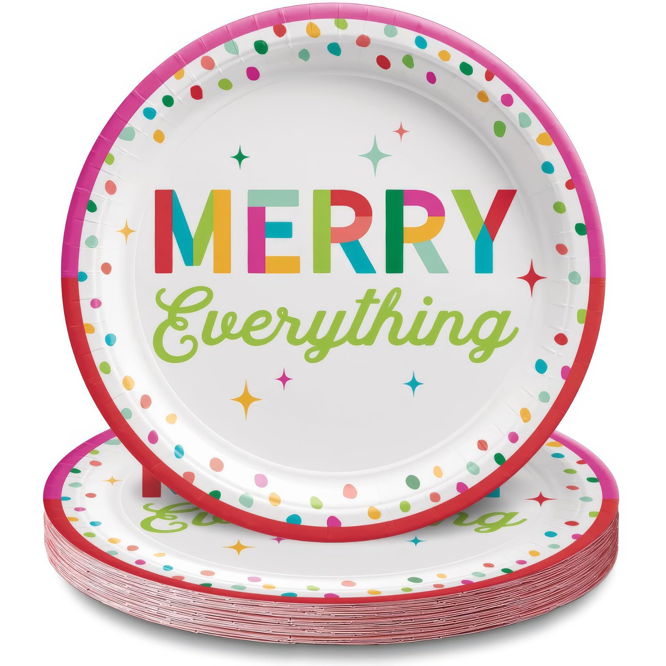 amscan Piatti rotondi multicolore Merry Everything (25,4 cm), confezione da 20, resistenti ed eleganti, per feste ed eventi