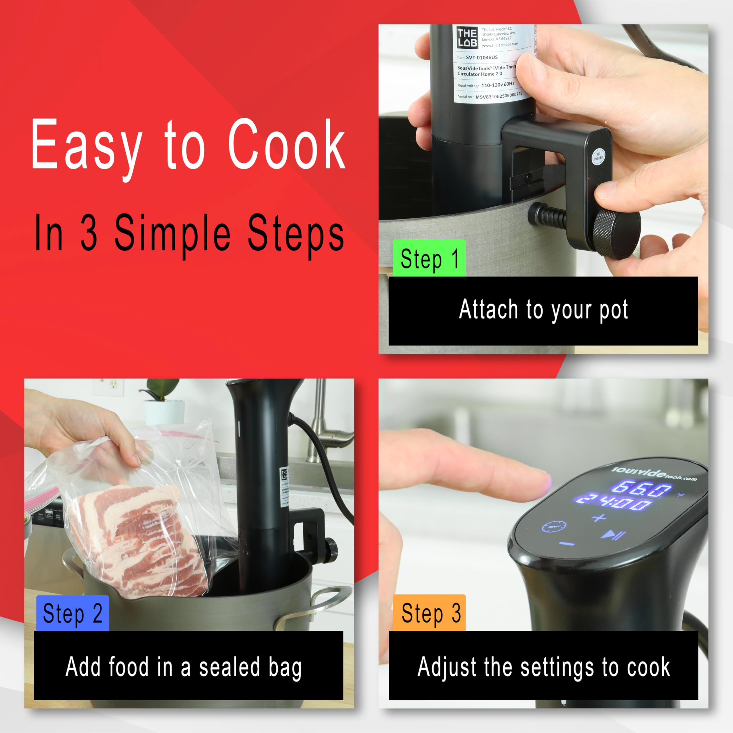 iVide 2.0 WiFi Sous Vide Immersion Circulator 1200W | Sous Vide Machine with ±0.1°C Precision Temperature Control – 600+ Guided Recipes – 42dB Quiet Operation – 30L Capacity