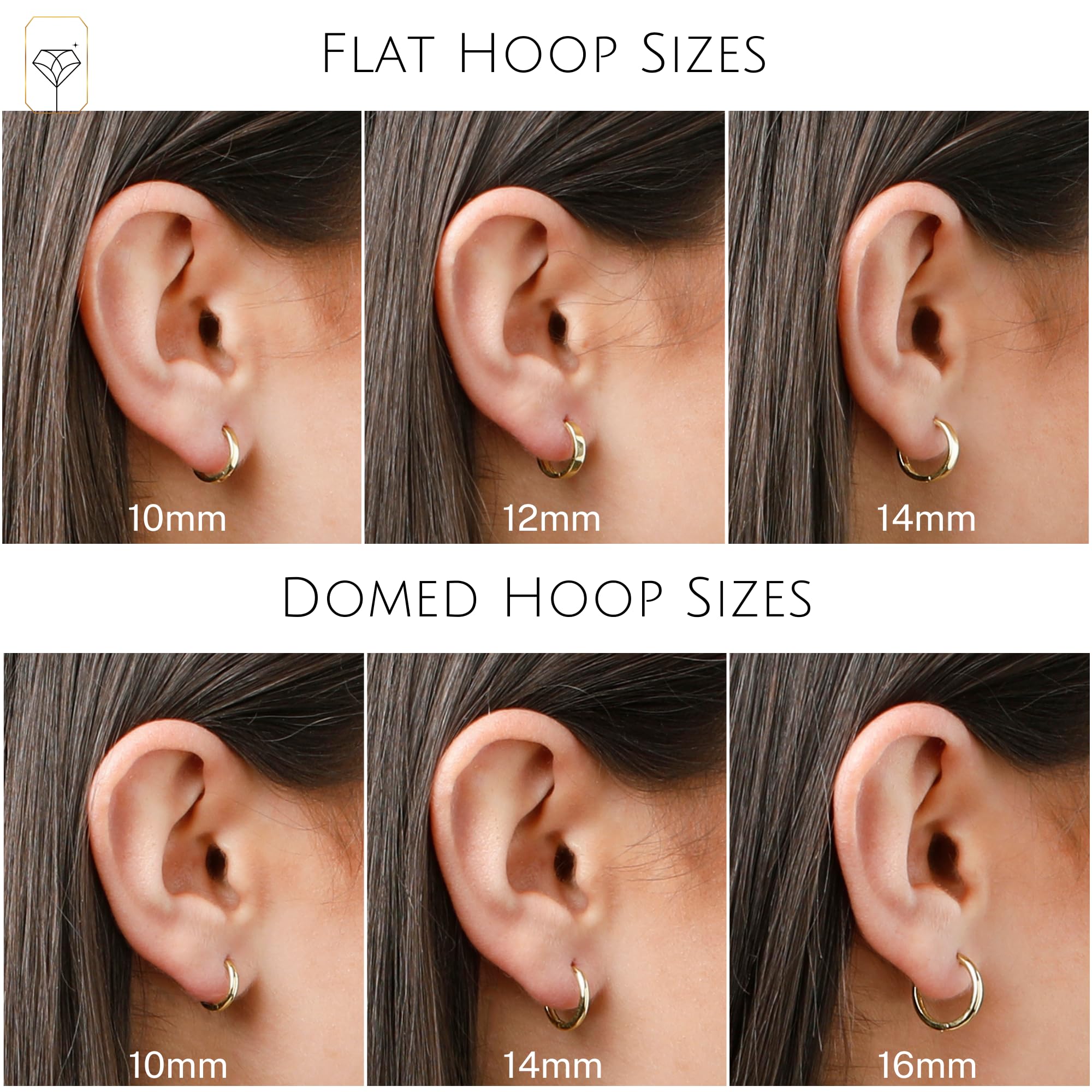 14K Solid Yellow Gold Huggie Earrings | Hypoallergenic Domed or Flat Style Small Hoop Earrings in Sizes 10mm, 12mm & 14mm | Small Gold Hoops by MAX + STONE