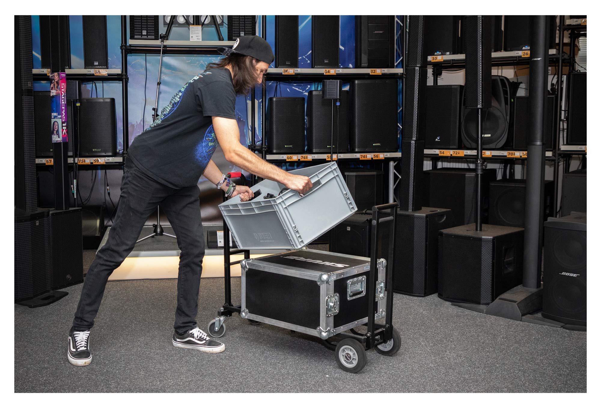 Carro de Transporte Stagecaptain Sherpa SCS-60 MKII (Medio), 5 cm x 2 | Longitud (superficie útil de carga): 58 a cm, Ancho superficie de carga: 27 cm, Ancho con ruedas: 38 cm, 5 cm x 2, 5 cm, 1 kg