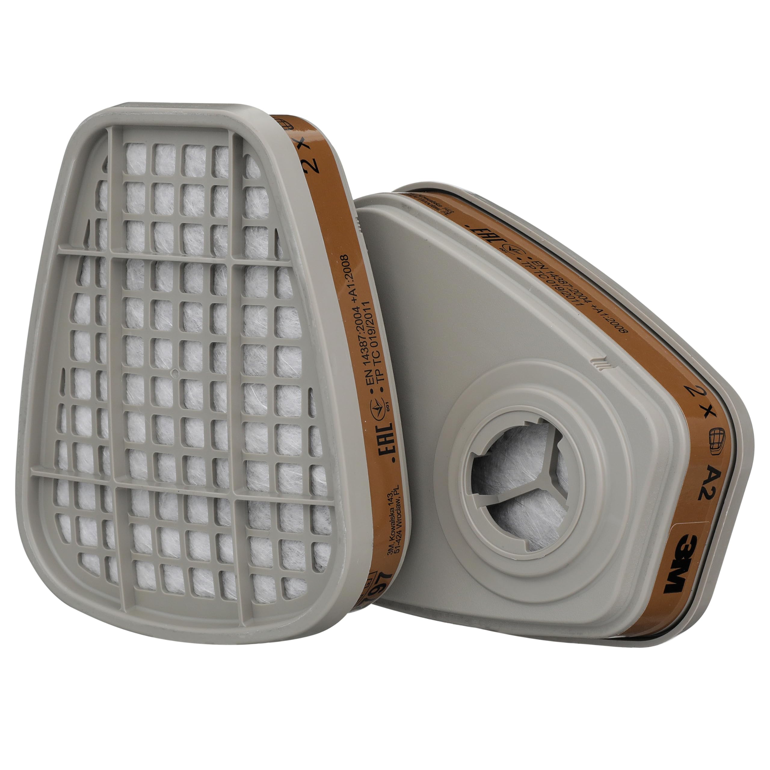 3M Gas and Vapour Filter, A2, 6055, 8 Pieces, Bayonet Connection, Organic Vapour, EN 14387, 4 Pairs per Package