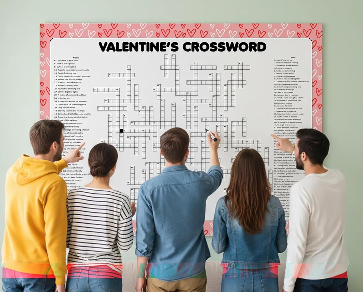 Valentine's Day Crossword Puzzle, Giant Word Find, Large Poster, Different Things, Minimalist Gathering Activity, Multiple Sizes (24 x 32 inches) - Image 3