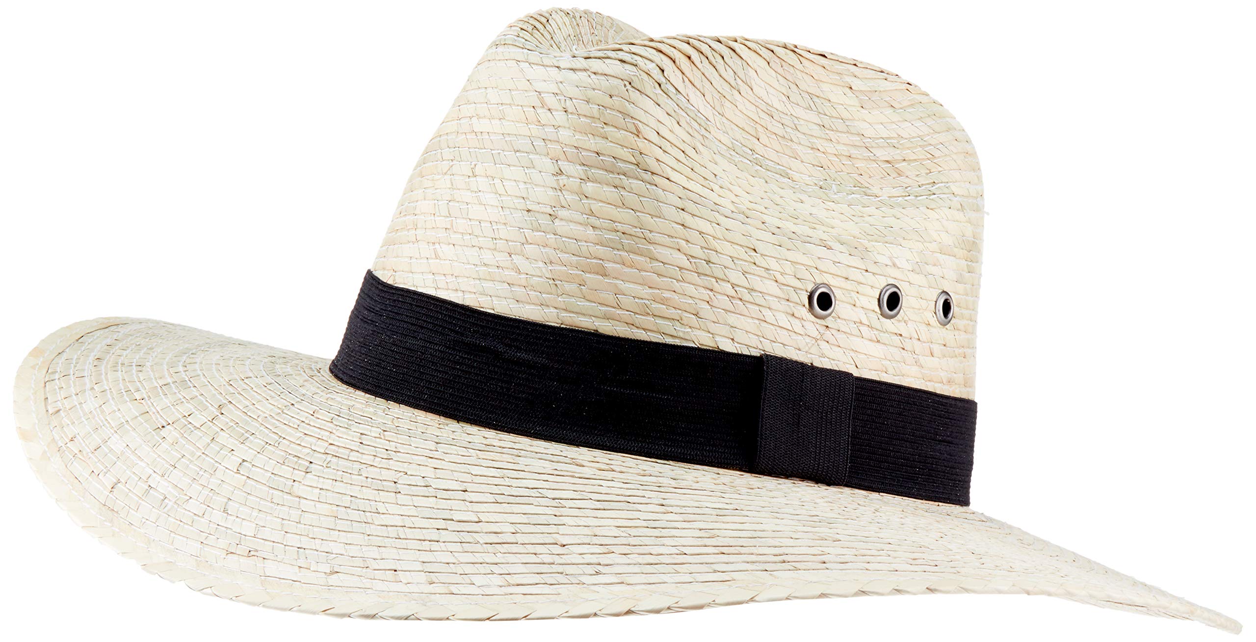 MEXIMART Mexican Palm Leaf Straw Indiana Wide Brim Sun Hat, Light Tan wGrommets