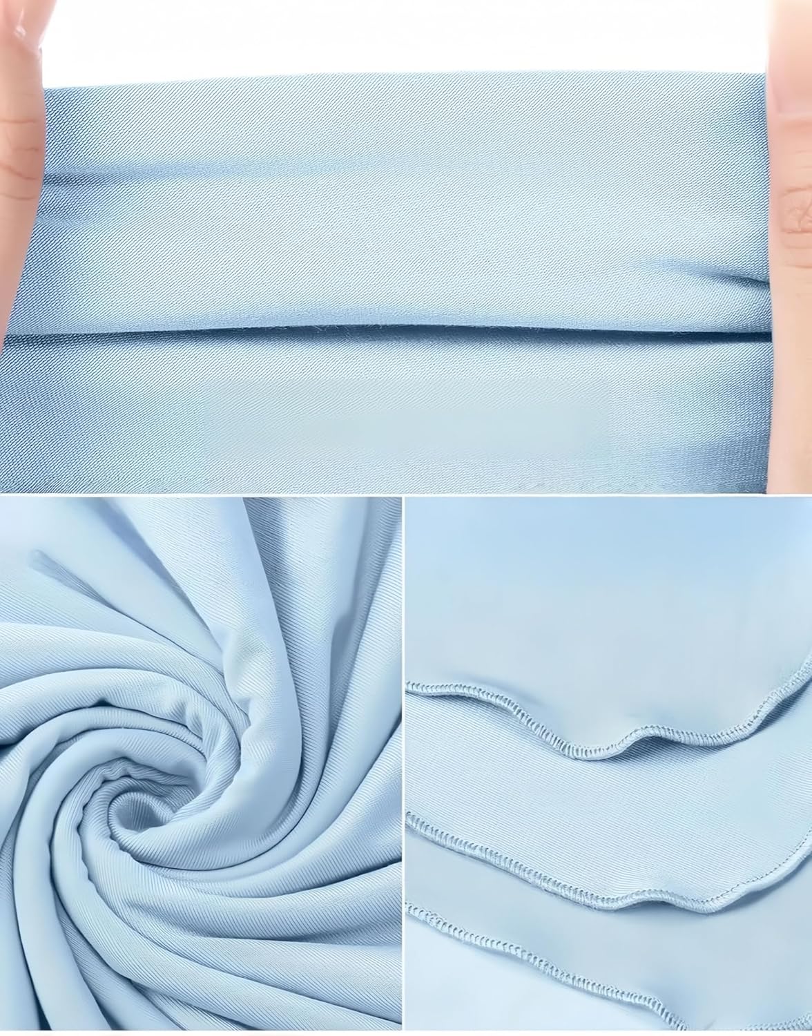 Baby Receiving Blankets with Matching Beanie Set Newborn Nursery Swaddle Unisex Swaddle Wrap Soft Silky Neutral for Baby Girls and Boys (Blue) - Image 3