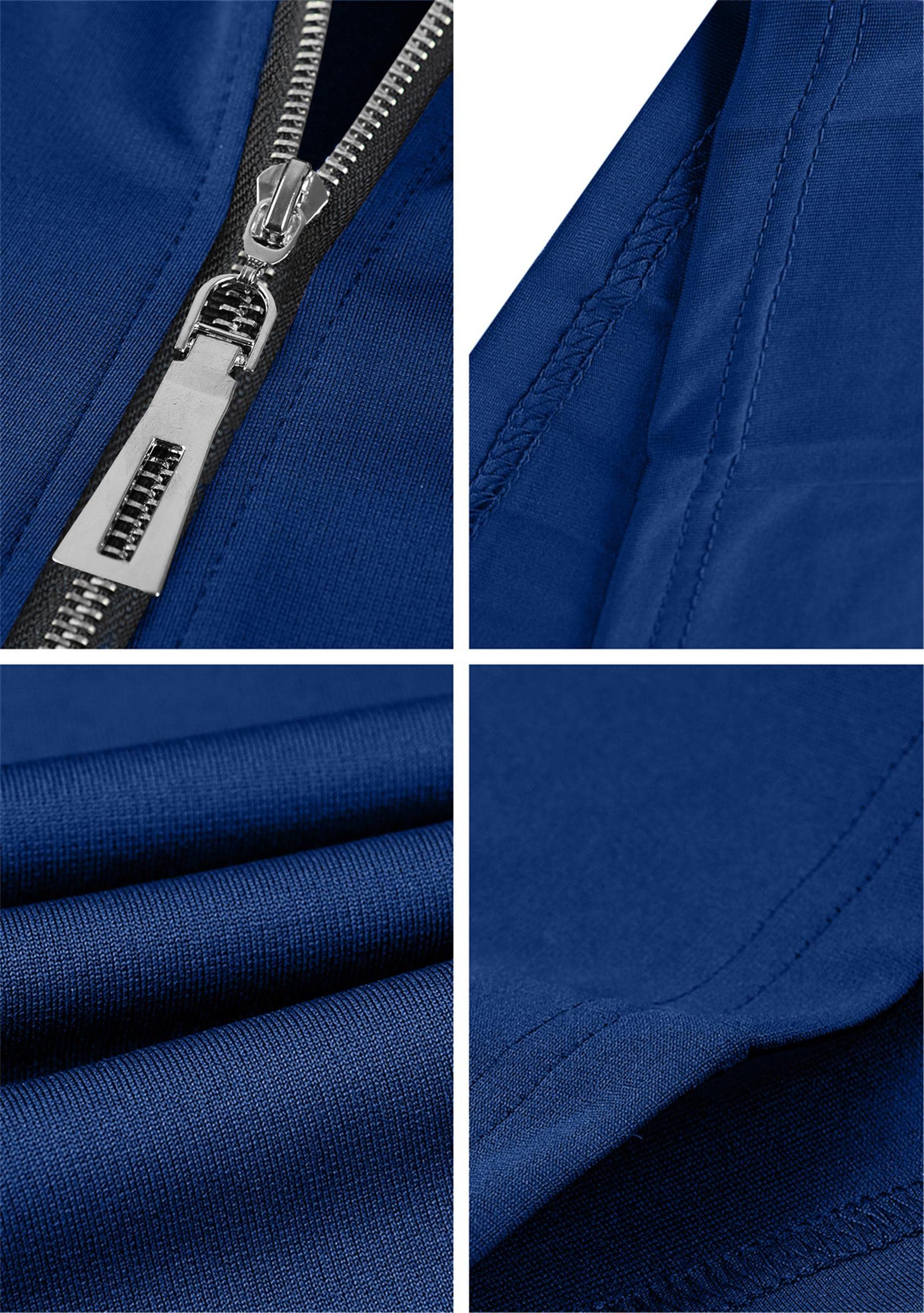 YMING Womens Zipper Front Bodycon Dress 3/4 Sleeve Midi Dresses Sexy Solid Color Club Dress: XX-Large Blue