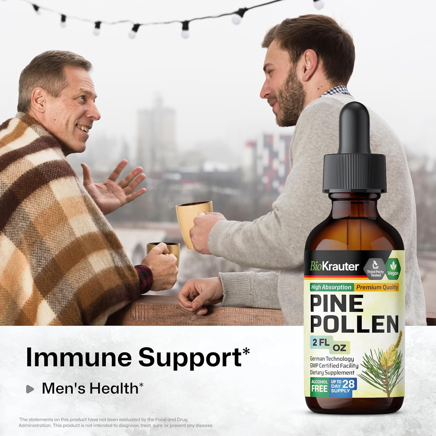 BIO KRAUTER® Pine Pollen for Men's Support - Pure & Vegan Pine Pollen Tincture 685 mg per Serving 2 Fl.Oz 28-Day Supply - Immune Support Supplement & Antioxidants - Alcohol & Sugar Free - Image 2