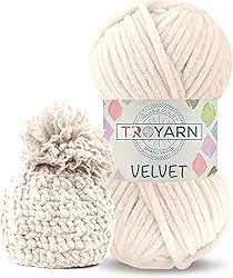 Fio de veludo chenille para crochê - fio fofo, de pelúcia, 100 g, perfeito para cobertores de bebê e amigurumi, tamanho 6