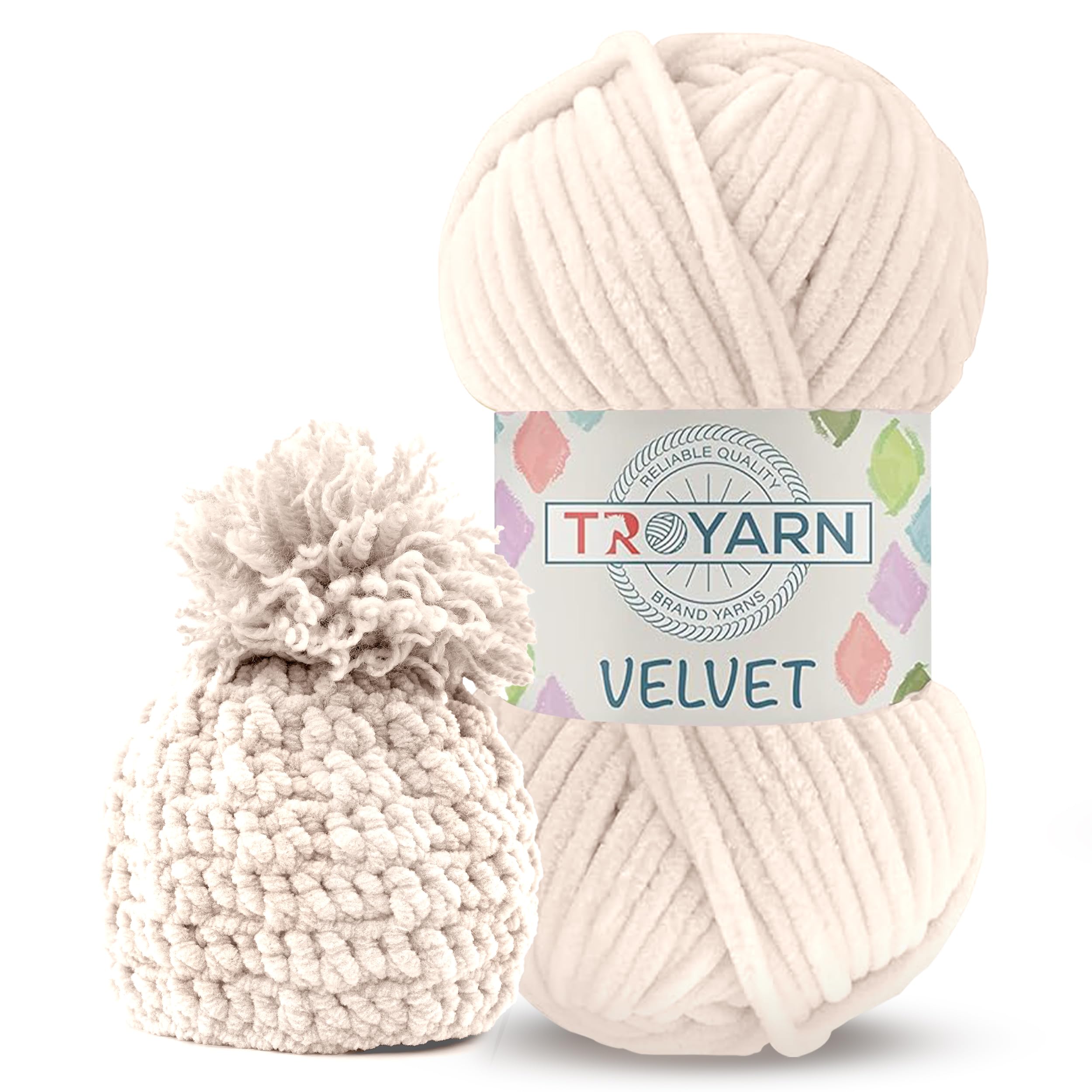 Chenille Velvet Yarn for Crocheting - Fluffy, Plush Yarn, 100g (132 Yards), Perfect for Baby Blankets & Amigurumi, Size 6