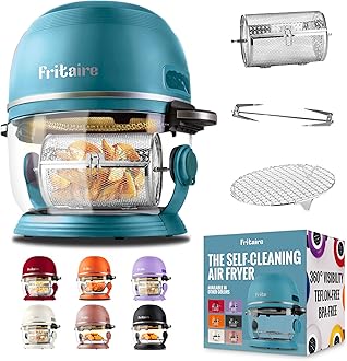 Non Toxic Air Fryer™ 9-in-1 Functions - Glass AirFryer 5 Quart w/ 360 Visibility, Self-Cleaning, 400F Vortex Air Fryer for Even Cooking, BPA-Free Teflon Free, Rotisserie, Roast, Bake, Sage