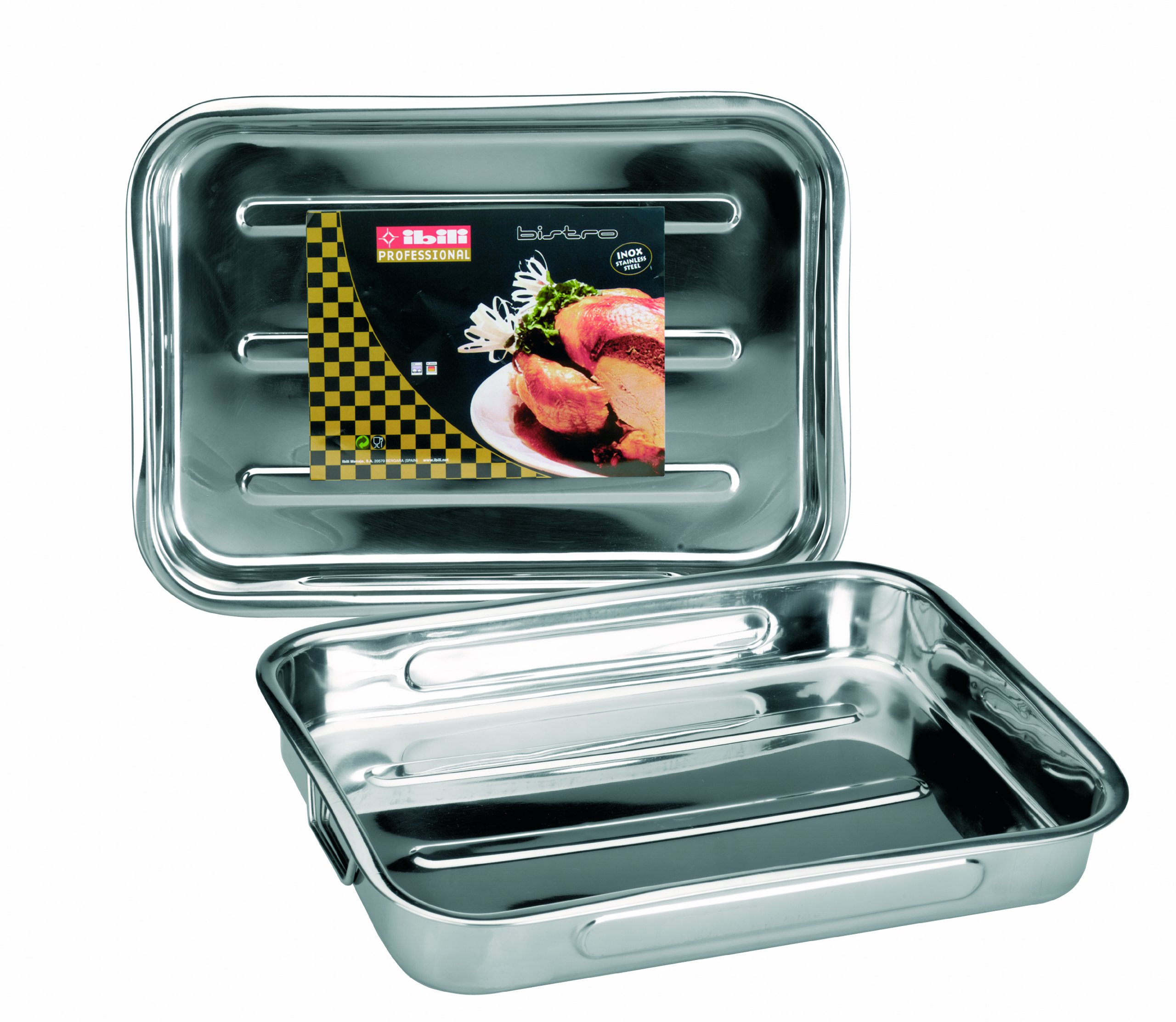 Ibili 651860 - Rustidera Inox con asas abatibles 63x45x7,5 cm Bistrot