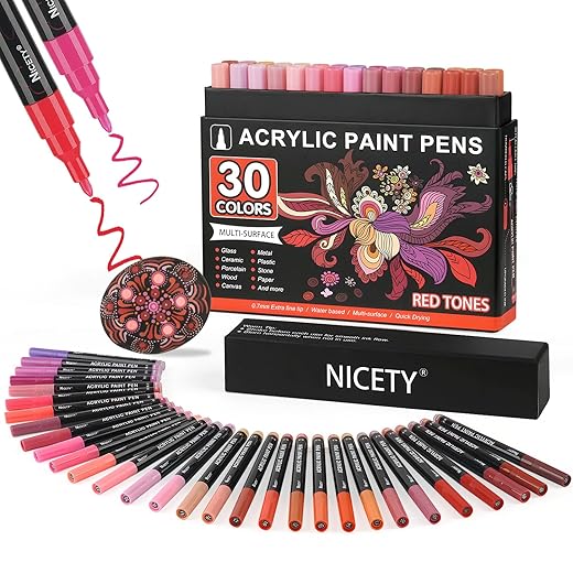 Feutre Acrylique NICETY 30Pcs 0,7mm rouge