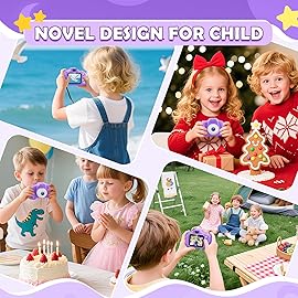 Kids Camera for Girls, 1080P HD Digital Camera with 32GB SD Card, 8MP Sky Purple Camera Toy for 3-12 Year Old Girls, Birthday Gift with 6 Filters, 20 Frames Video (Light Purple)