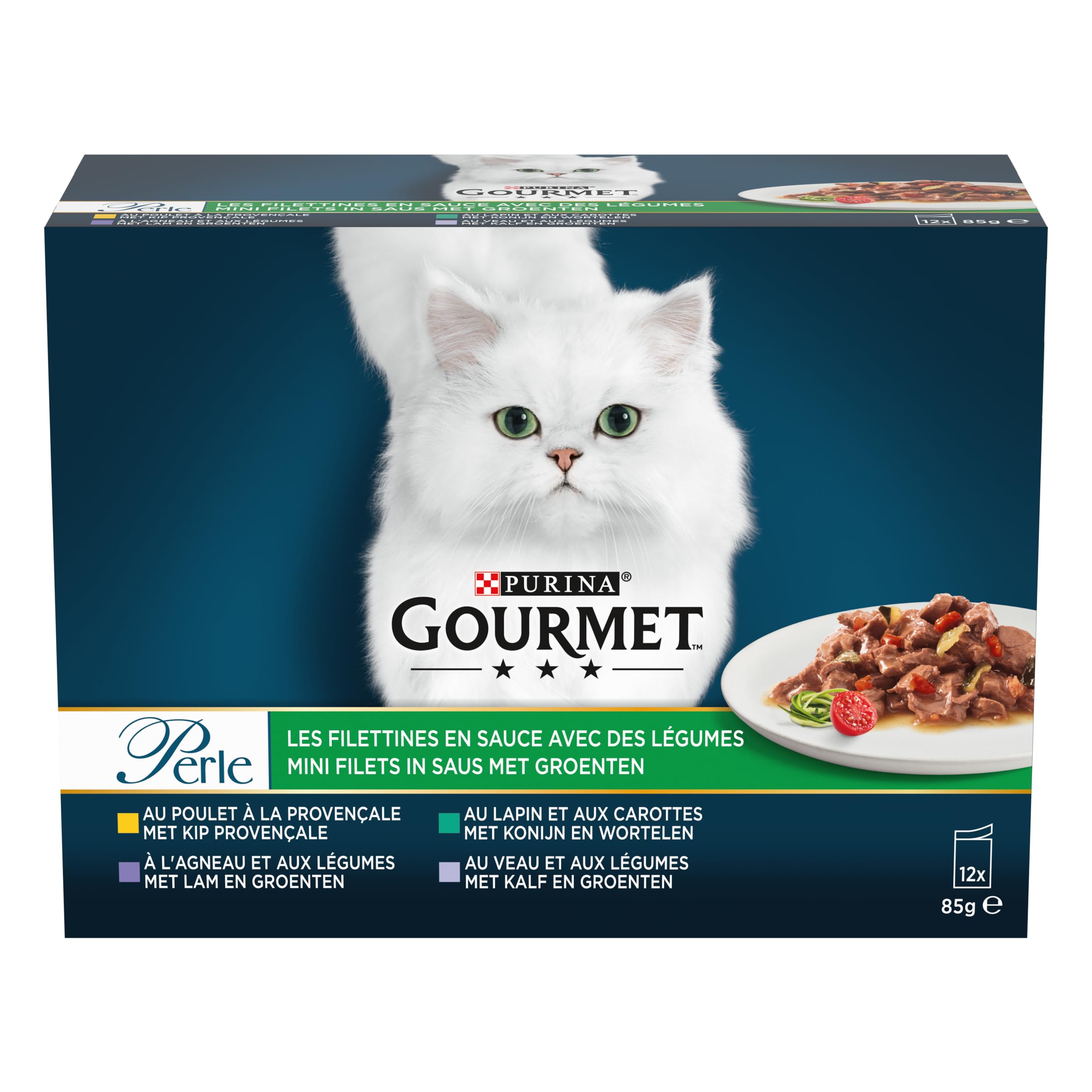 Gourmet Perle Katzenfutter, Mahlzeiten für erwachsene Katzen, 4 x 85 g, Größe & Geschmack wählbar – 12 Stück (48 Frischebeutel)
