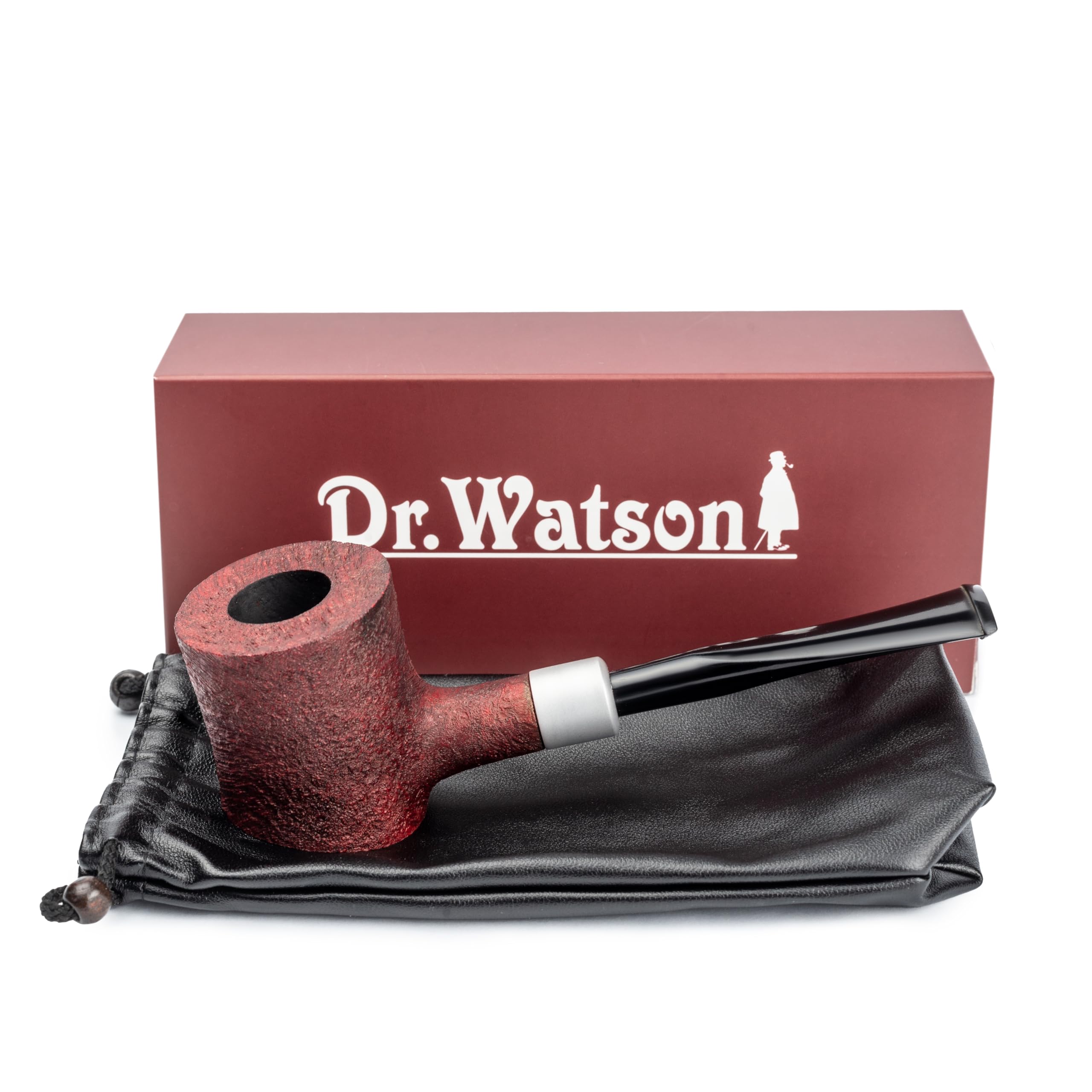 Dr. Watson - Tabakpfeife, klassische Pokerform, handgefertigt aus Bruyèreholz (Mahagoni)