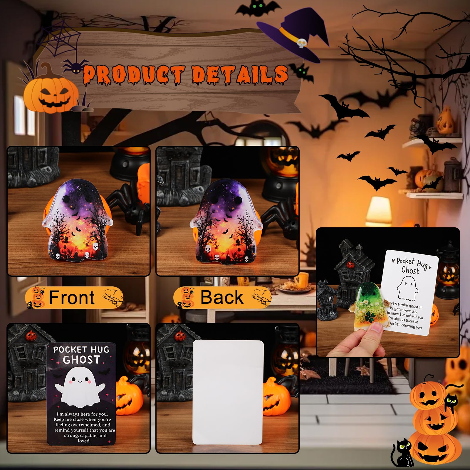 Pocket Comfort Ghosts - 4 Süße Geister Als Trostspender Für Die Tasche Mit Ermutigungskarte (Grün)