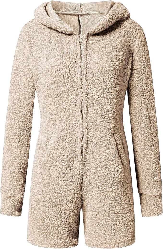 Womens Sherpa Fleece Onesie with Hood Supersoft Fleece Onesies Ladies