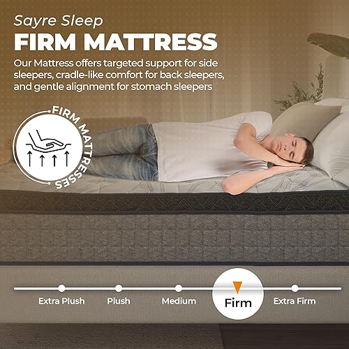 Miniatura 3 de Colchón Firm King de 10 pulgadas  Colchón híbrido con soporte lumbar y de hombro  refrescante, sin fibra de vidrio, sin olor  Colección de hotel