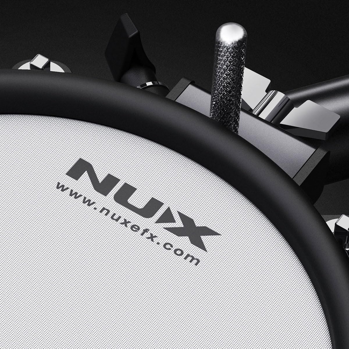 Nux DM-210 Digital Drum Kit, batería digital con parches de malla (tecnología de disparo dual, aux-in, Bluetooth, función de coach, puerto USB para MIDI y biblioteca de sonidos), Negro
