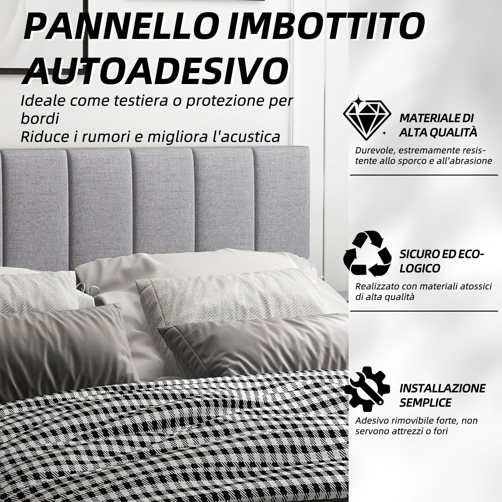 Generisch Set di pannelli da parete in schiuma che possono essere utilizzati come testiera e protezione antiurto per ridurre il rumore. Set di quattro accessori per la casa rettangolari (40 x 20 cm