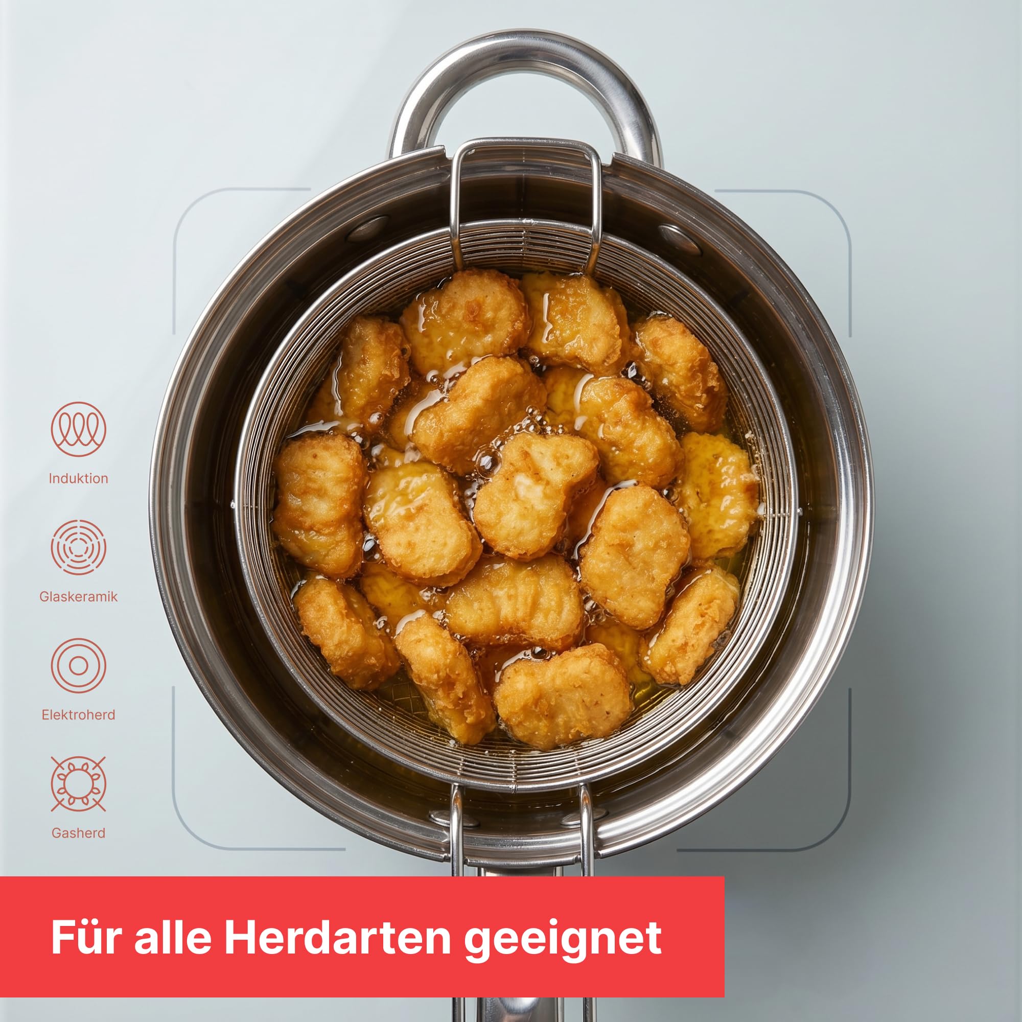 Tempura - Olla para freír (3,5 L, apta para inducción)