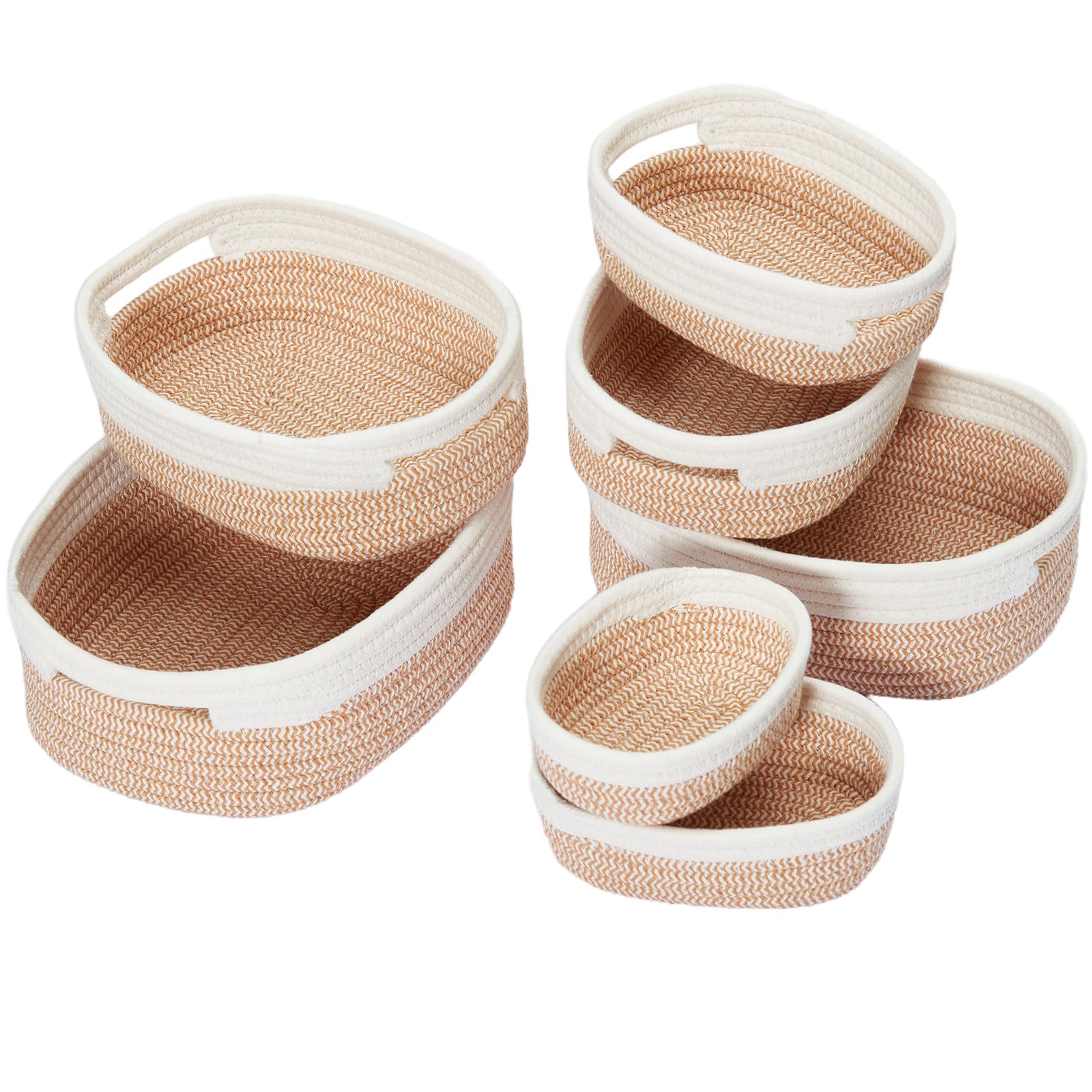 MANGATA Small Decorative Storage Baksets, Cotton Rope Woven Empty Gift Hamper Baskets, Storage Box for Shelf Drawer, Towel