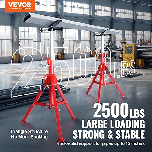 Miniatura 2 de VEVOR Soporte de tubería plegable ajustable de alta resistencia  Construcción robusta capacidad de carga de 2500 libras  Ideal para proyectos de