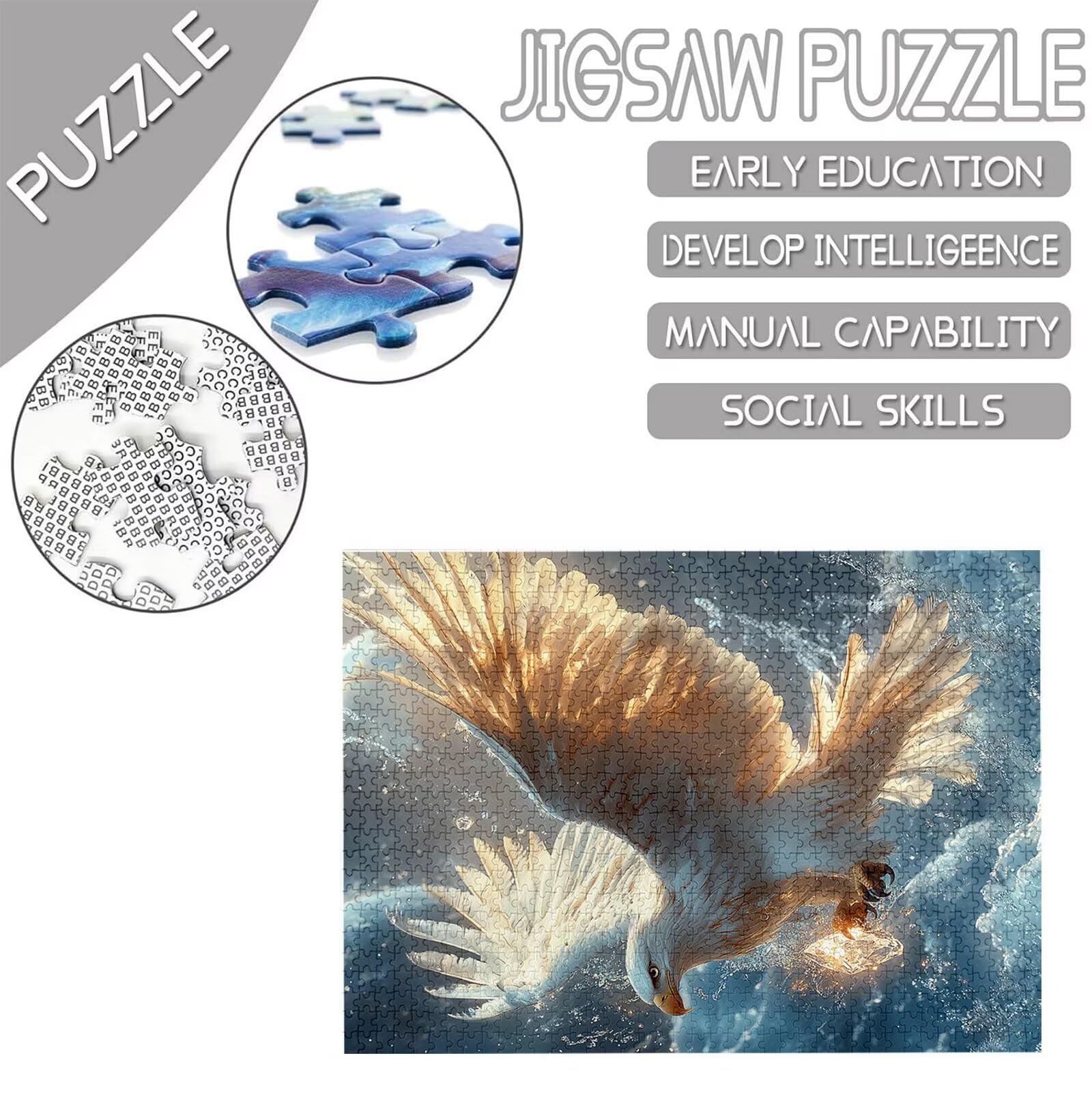 Układanka orła 1500 elementów dla dorosłych, duże drewniane puzzle ze zwierzęcym wzorem, 87 x 57 cm układanka zrób to sam rzemiosło 14 lat działalność rodzinna opakowanie prezent do dekoracji ścian