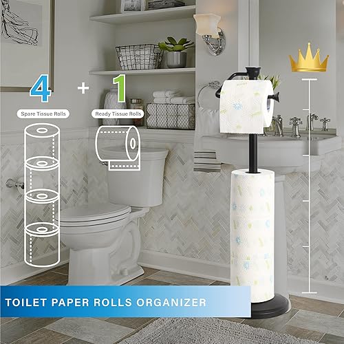 Miniatura 6 de ZCCZ - Soporte para papel higiénico, soporte de rollo de papel higiénico, soporte para rollos de papel higiénico con reserva, dispensador TP para