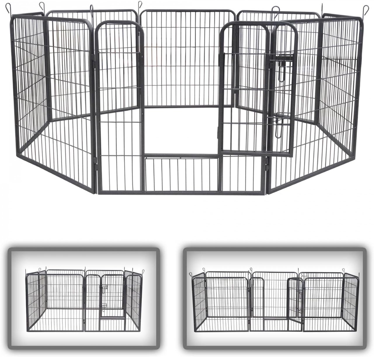 zoomundo Pet Play Pen Dog Cat Puppy Playpen Puppy Area Folding Run Cage Metal Fence 8 Pieces - L