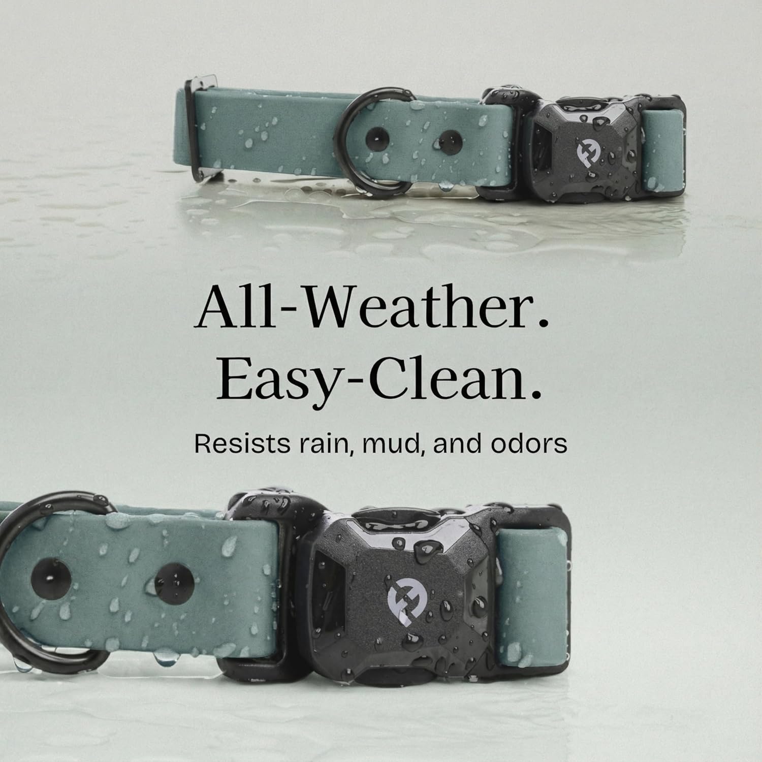 Fei & Eve VERO Series – MagEase Dog Collar, Patented Magnetic Buckles, 450LB Escape-Proof, PVC Waterproof, Fur-Safe, Odor Resistant & Wipes Clean, Adjustable Fit, Glacier Green Large