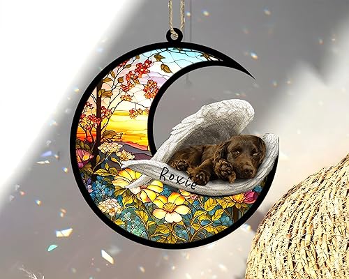 Miniatura 128 de Chow Chow Dog Memorial Suncatcher, adorno de Navidad Chow Chow con nombre, atrapador de pérdida de mascotas, regalos para los amantes de los perros